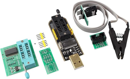 Titel: Programmeur voor EEPROM Flash BIOS met SOIC8 SOP8 testclip - USB aansluiting.