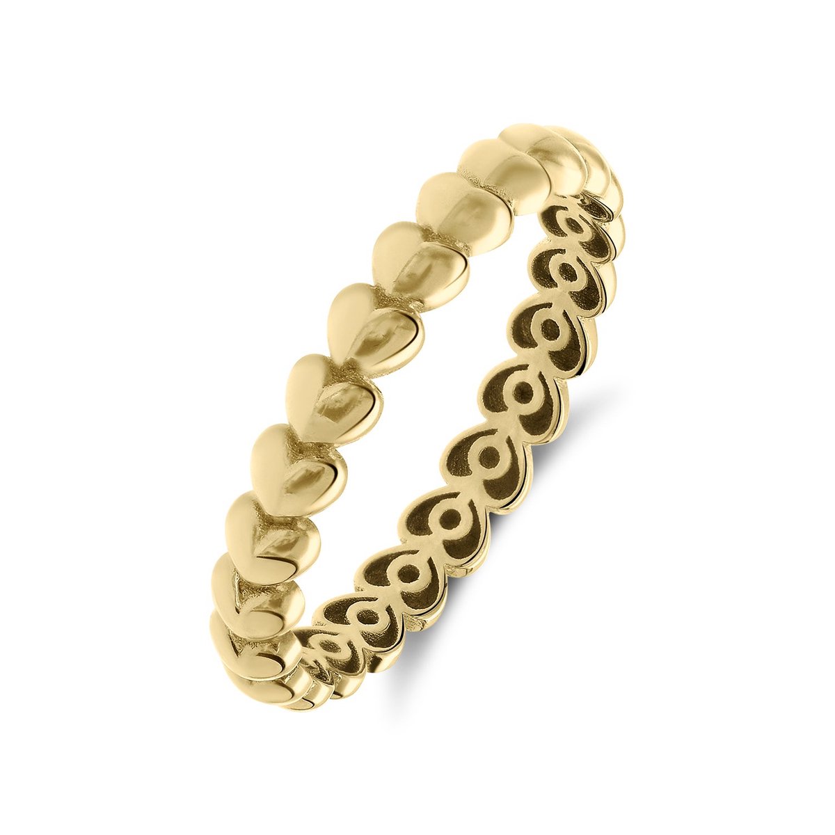 Lucardi Dames 14 karaat gouden ring hartschakel - Ring - 14 Karaat Goud - Goud - 19 / 60 mm