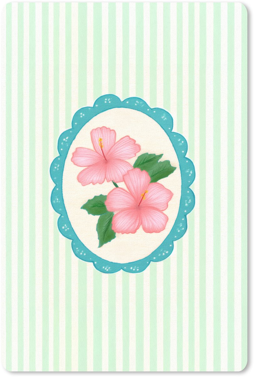 Muismat 18x27 cm - Mousepad Bloemen - Ovaal - Strepen - Groen - Muismatten