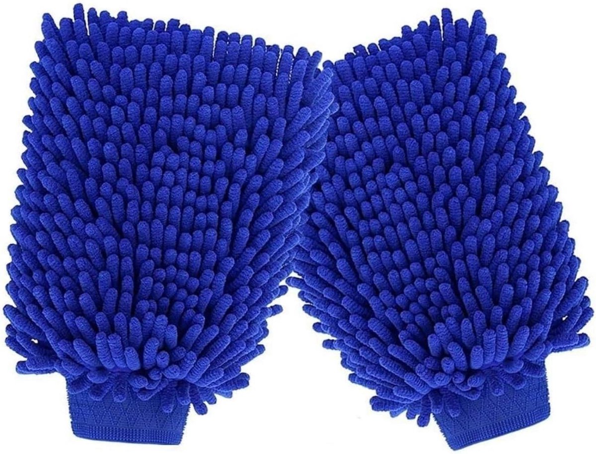 Washandschoen - 2-stuks anti-kras microvezel auto washanden, Professioneel dubbele zijde