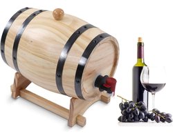 Allecto Plus - Houten Wijnvaten met Standaard - Bier Vaten Opslagemmer - Thu gebrouwen Wijnvat - Whiskyvat voor Horeca (3L)