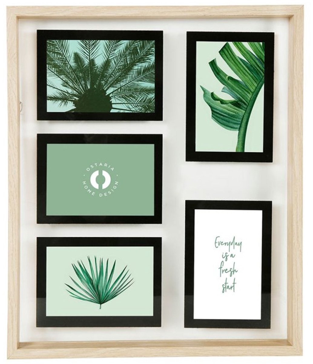 Ostaria Collage fotolijst NEO - voor 5x foto van 10 x 15 cm - hout - naturel/zwart - 37 x 44 cm - Wissellijst - Modern