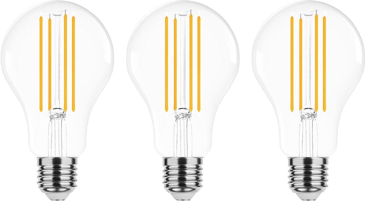 Modee E27 LED Filament Lamp 12W - 1521lm - 2700K - Extra Warm Wit - LED Lamp A70 - Vervangt 100W Gloeilamp - 3 stuks