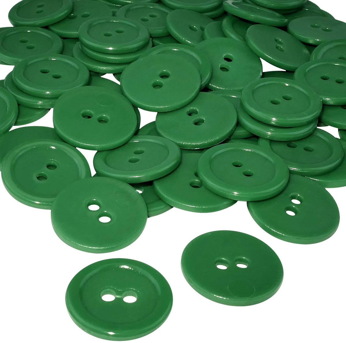 AERZETIX - C56413 - Set van 50 naaiknopen, rond Ø20x2,2 mm met 2 gaten, 32L L32 - groen - kunststof - gatdiameter 2 mm - fournituren kleding mode