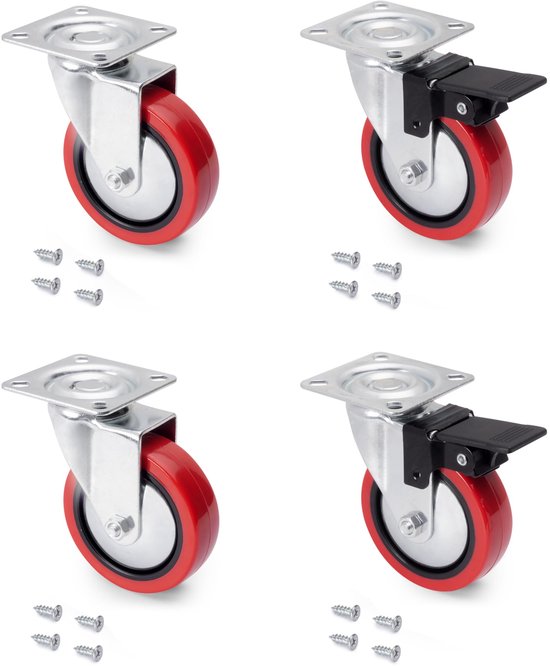 4 stuks poortwielen, poortrommel, schuifdeurwiel, steunwiel, zijwaarts