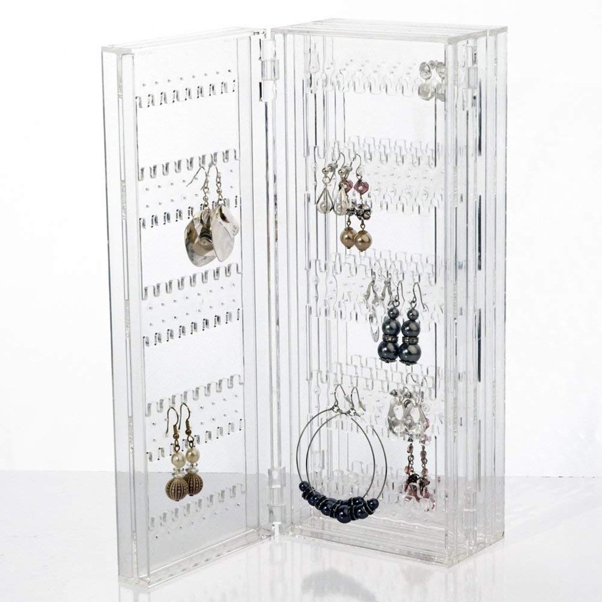 Oorbellenstandaard Opvouwbare oorbellenopslag Oorbellenhouder Transparante sieradenstandaard Kettingstandaard Kettingopslag Sieradenopslag voor oorbellen Acryl cadeaus voor vrouwen Meisjes