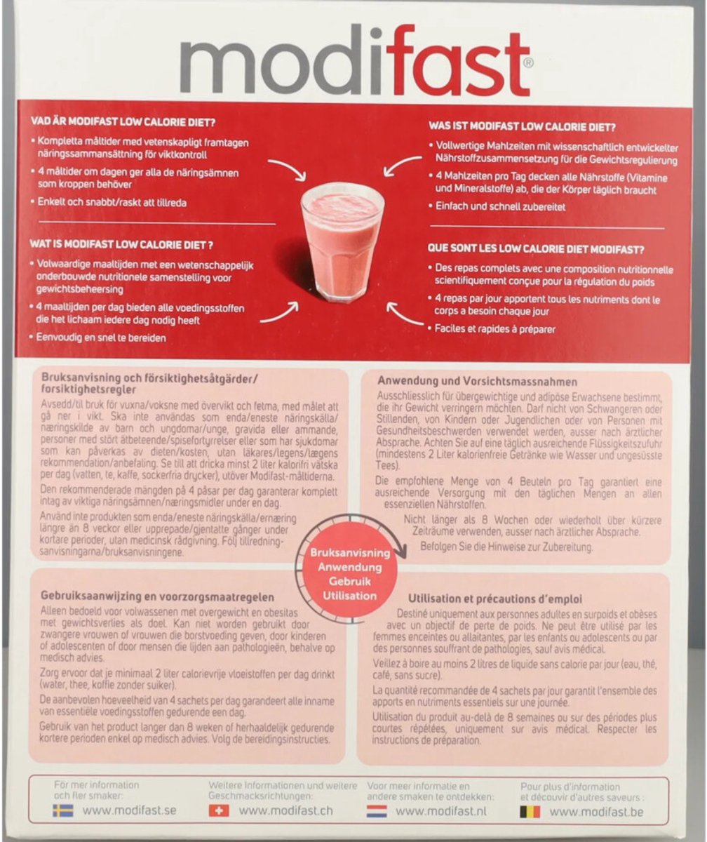 Goedkoopste 4x Modifast Intensive Milkshake Raspberry 8 x 55 gr