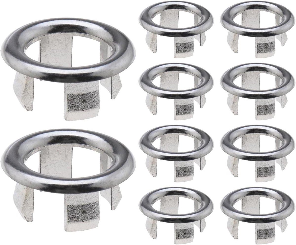 Allecto Plus - Ronde Overloop Ring voor Keuken- en Badkamerwastafel - 10 stuks - Zilverkleurig - Geschikt voor 22-24mm Diameter - Drain Cap - Wastafel Accessoires.