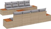 vidaXL - 9-delige - tuinsofa - set - met - kussens - in - beige - poly - rattan - en - acacia