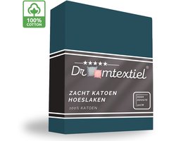 Droomtextiel Zacht Katoenen Hoeslaken Petrol 160x200 cm - Hoge Hoek - Perfecte Pasvorm - Heerlijk Zacht