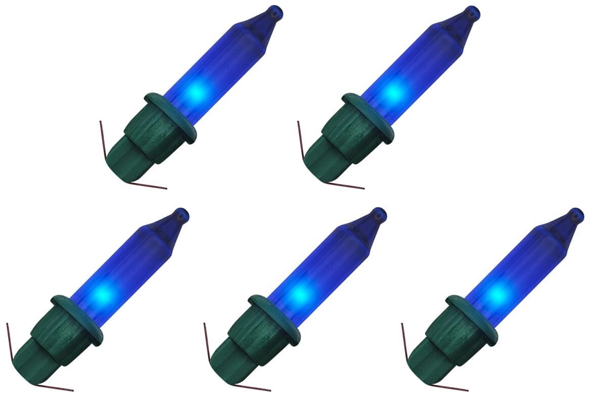 OE Lightning Reserve Kerstlampjes - 5 stuks - Groene Insteek Fitting - 2.5V/0.425W - Blauw Licht