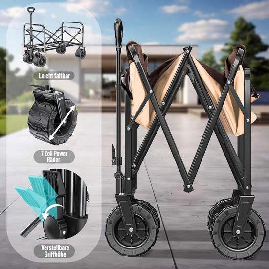 RFWR® Opvouwbare Bolderkar met Extra Brede Wielen - Tuindrolwagen voor Diverse Activiteiten van RFWR — afbeelding 3
