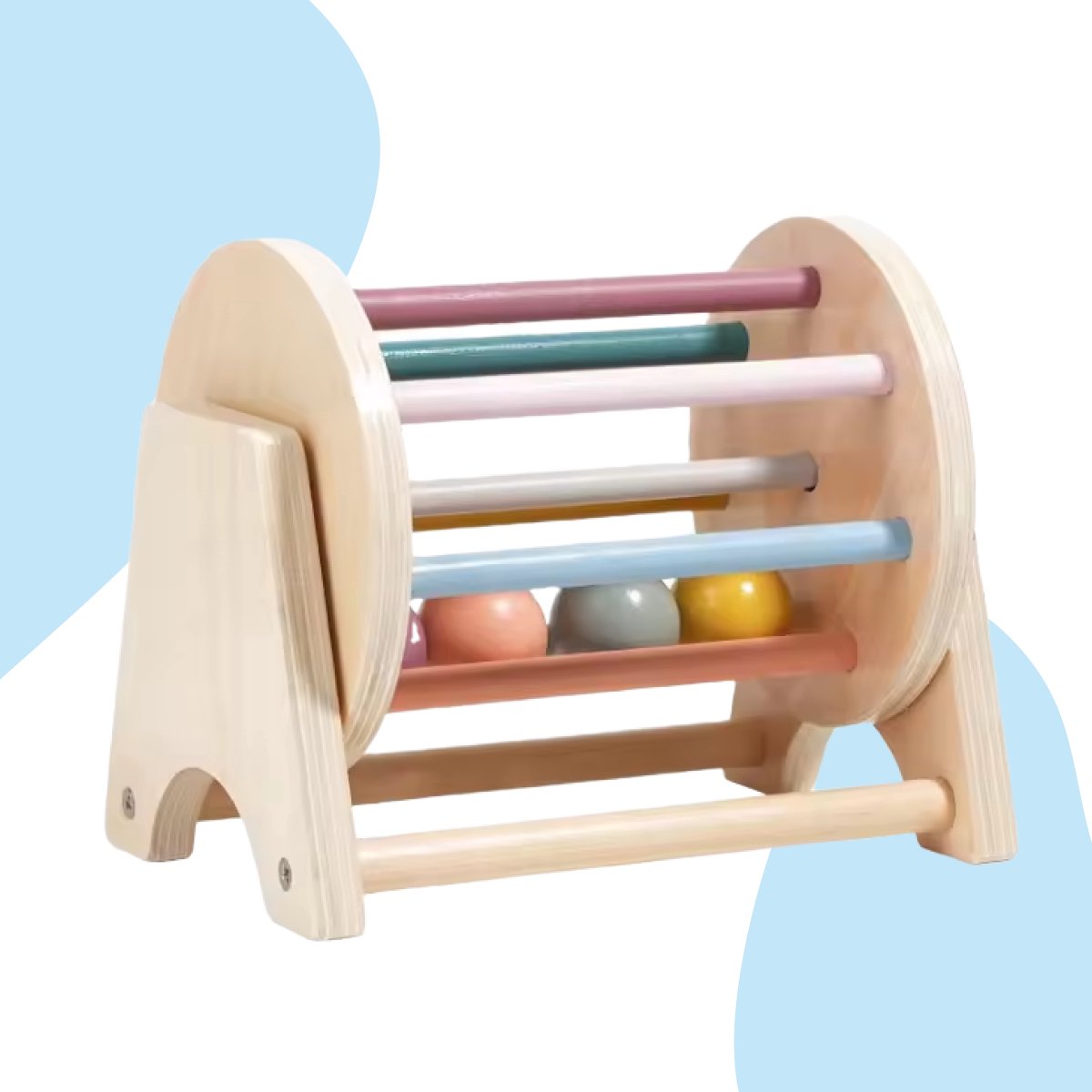 LiasToys - Open spinning drum - Baby Speelgoed 1 jaar - Montessori Speelgoed - Draaiende Trommel - Houten speelgoed - Muziek