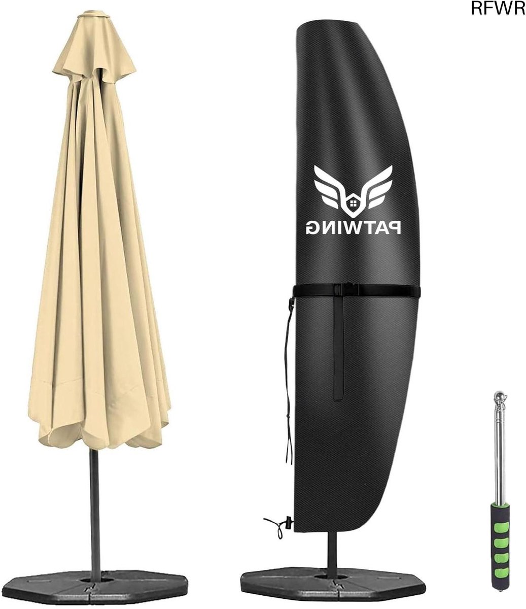 RFWR Weerbestendige Parasolhoes voor Zweefparasol 2-4 m - 600D Oxford Bescherming, Waterdicht en UV-bestendig Zwart