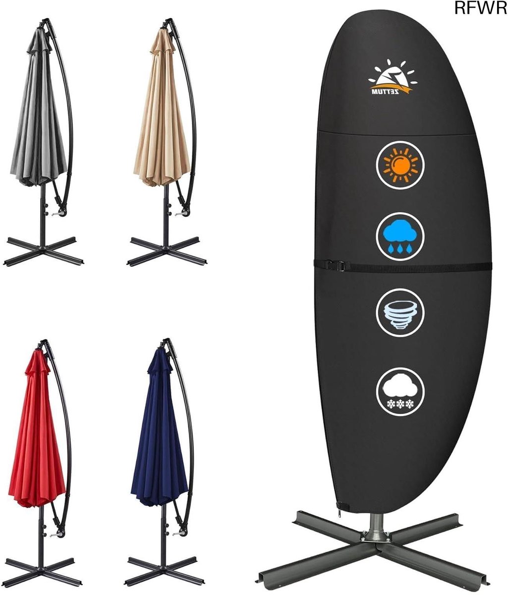 RFWR Waterdichte Parasolhoes 600D voor Zweefparasols 12-14 voet - Stevige en Ademende Bescherming NeutraalDonker