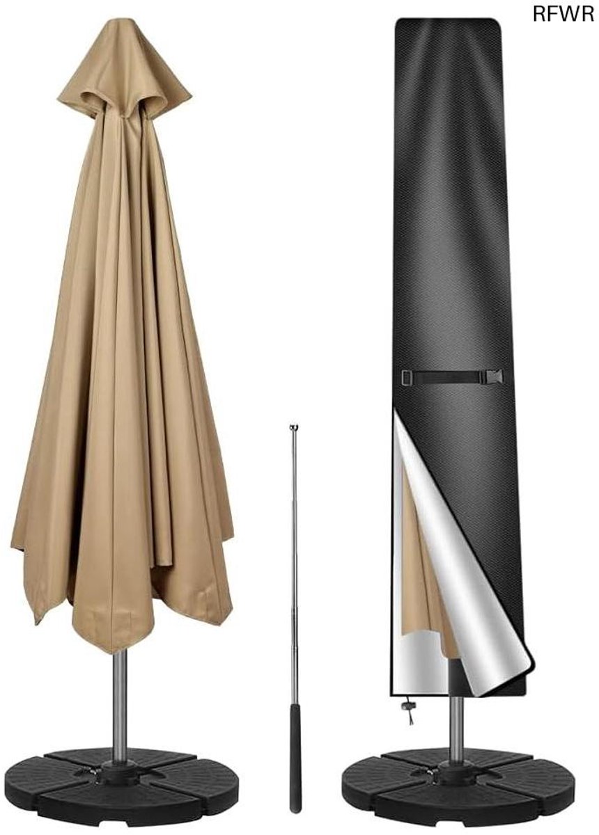 RFWR Weerbestendige Beschermhoes voor Parasol tot 300 cm - UV-Bescherming en Waterdicht - 420D Oxford zwart