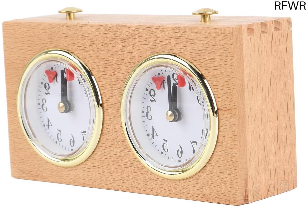 RFWR® Draagbare Houten Analoge Schaakklok voor Competitietiming