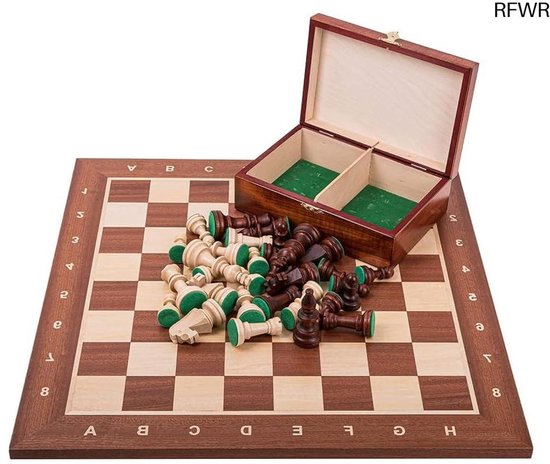 Jeu d'échecs professionnel RFWR® en acajou n° 6 - Échiquier et Figurines en bois