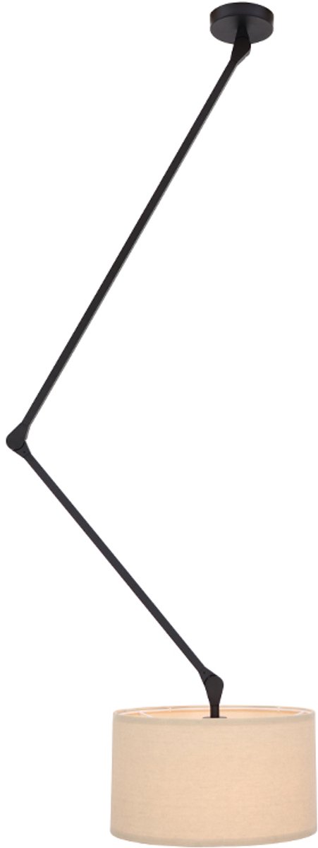 Olucia - TIMMY - Plafondlamp - Zwart / Beige - Vorm: Cilinder