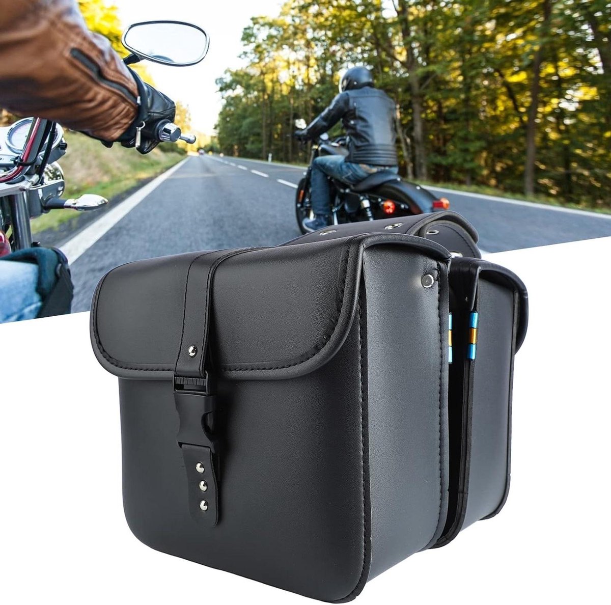 Waterbestendige motorzadeltassen van PU-leer - Zwart - 1 Paar - Voor Motorfietsen - Slijtvast - Praktisch Voor het dragen van spullen
