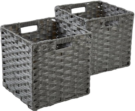 Kubus opbergdoos, 25 x 25 x 25 cm faux rotan opbergmand voor speelgoed
