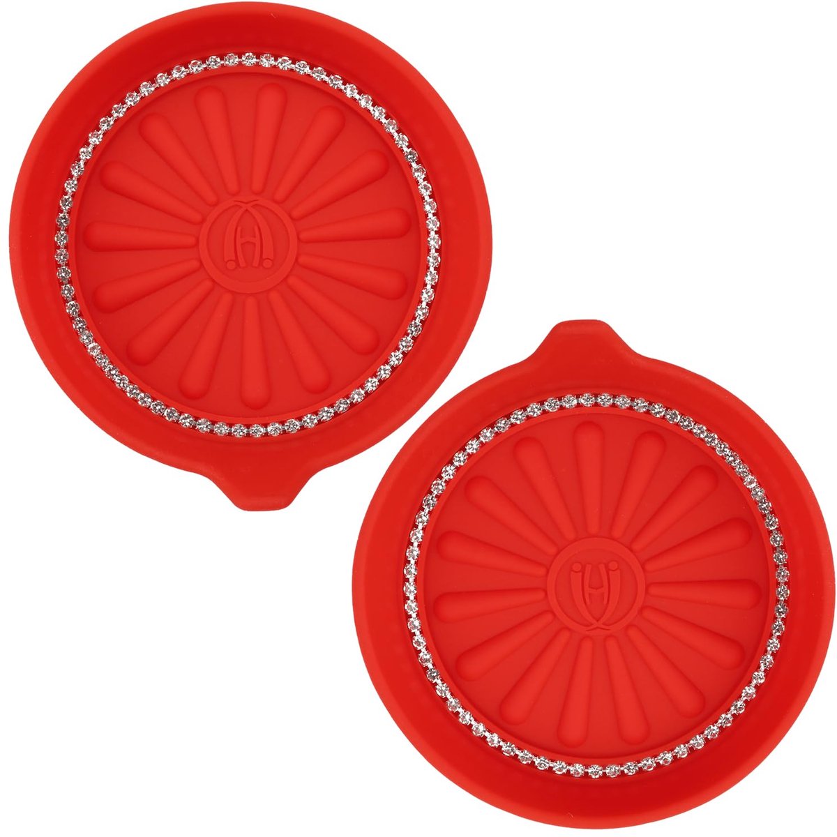 Bling auto bekeronderzetters - antislip design - 2 stuks - rood
