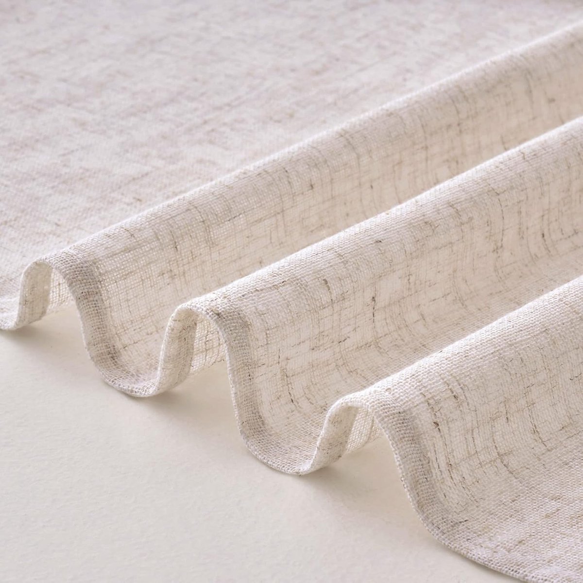 Half-transparante linnenlook gordijnen - modern en stijlvol - 2 stuks - wit - 140 x 122 cm