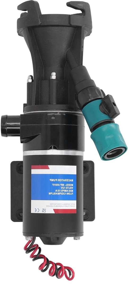 Allecto Plus - 12V Versnijderpomp met Spoelklep voor Afvalwater en Riolering - Ideaal voor RV, Marine Boot - 12GPM 45LPM - Krachtige Dumping Pomp
