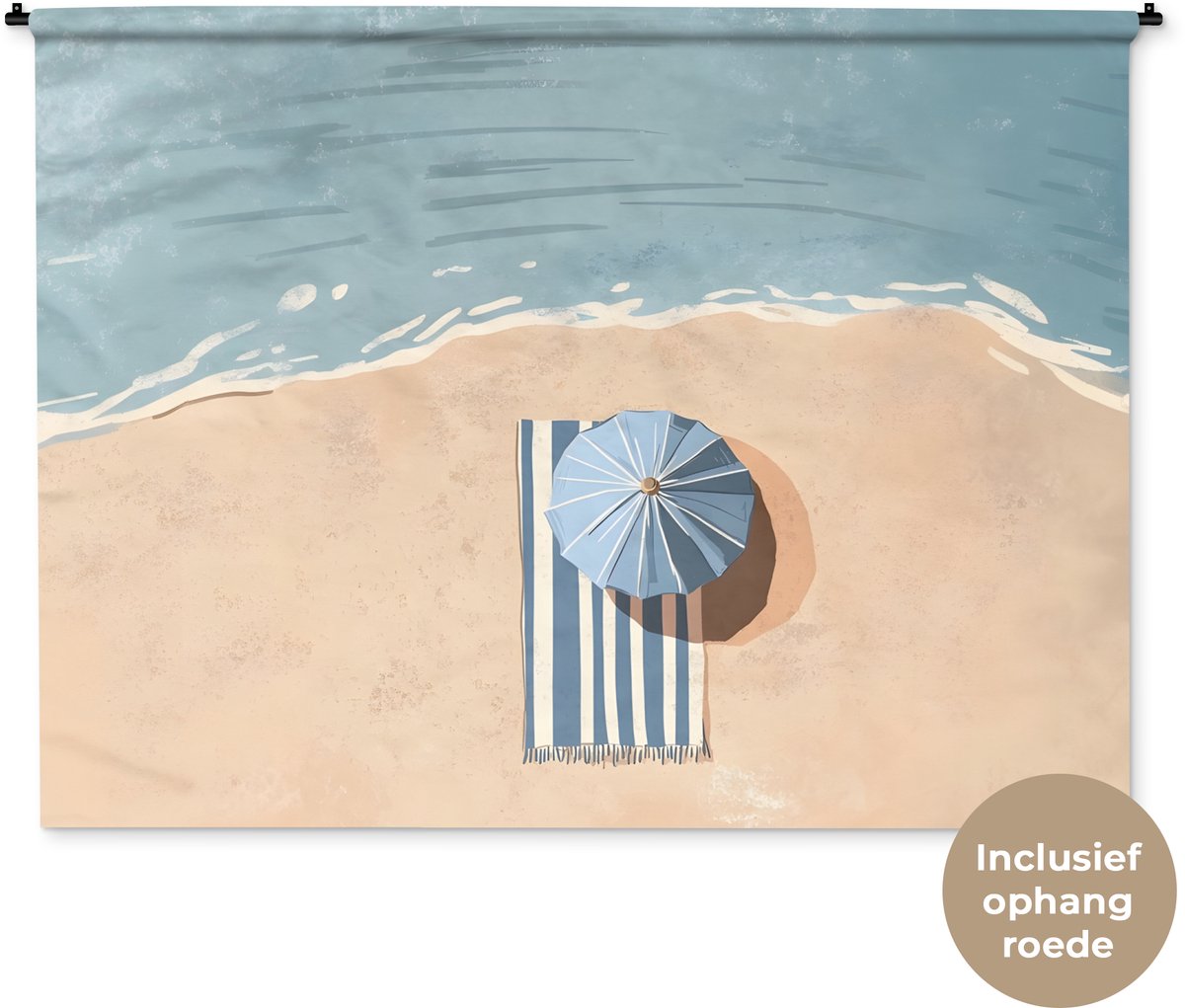 Wandkleed 180x135 cm - Wanddoek Strandlaken - Strepen - Parasol - Strand - Wandtapijt - Wa