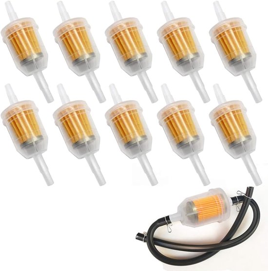 Filtre à carburant - 10 pièces - Filtre à essence - Filtre à essence en ligne avec raccord de tuyau de 6 mm et 8 mm - Filtre à carburant en ligne universel - Lavable - Filtre à essence - Scooter - Moto
