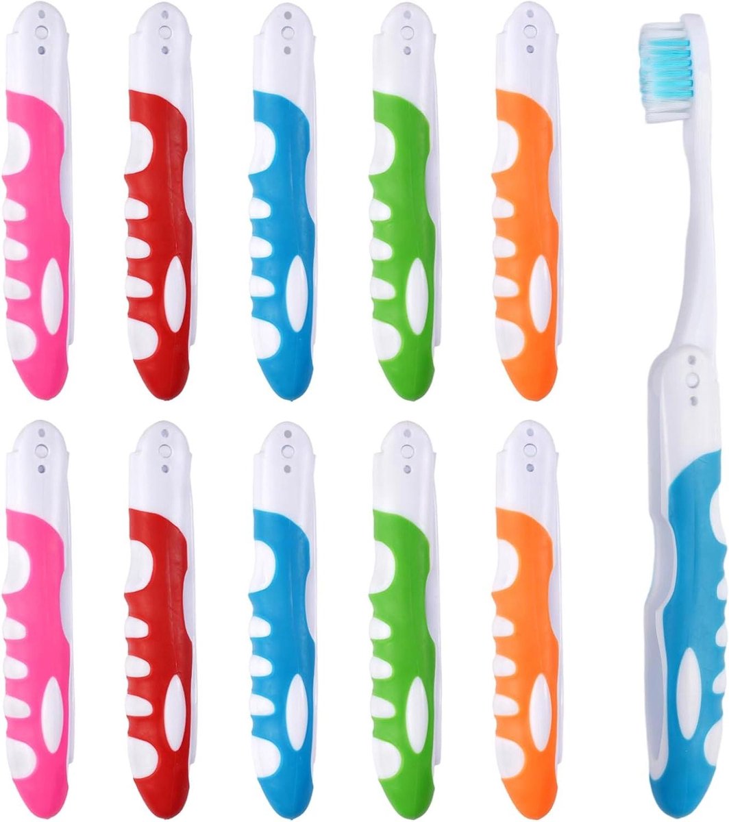 Allecto Plus - Opvouwbare reistandenborstels - Set van 10 stuks - Voor reizen en kamperen
