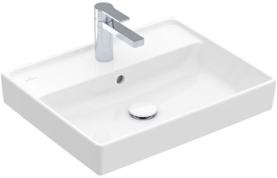 Lavabo 550x440 mm, avec trop-plein, trou de robinetterie, CeramicPlus, blanc alpin