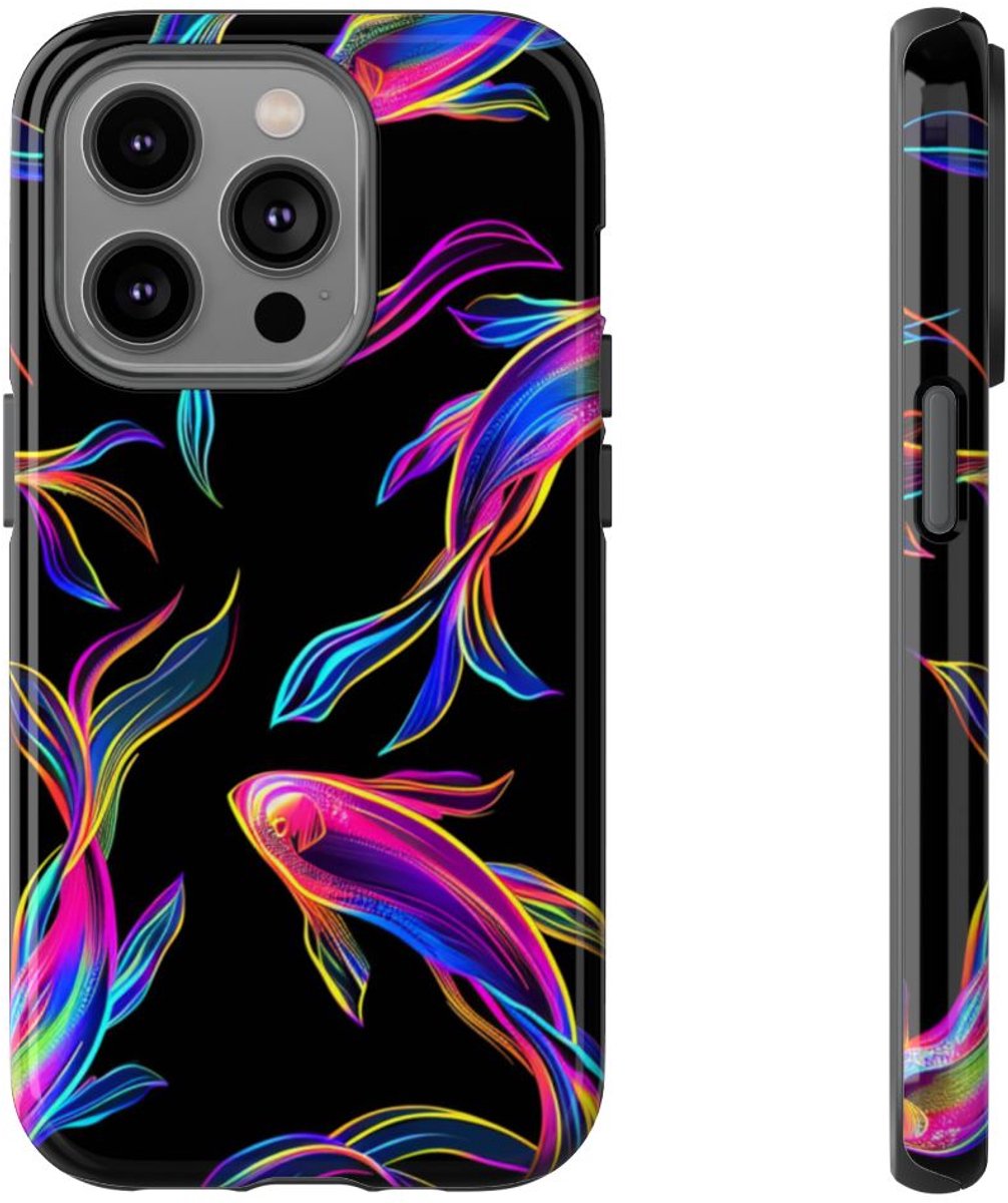 Neonkleurige Vissenpatroon – Telefoonhoesje Geschikt voor iPhone 14 Pro