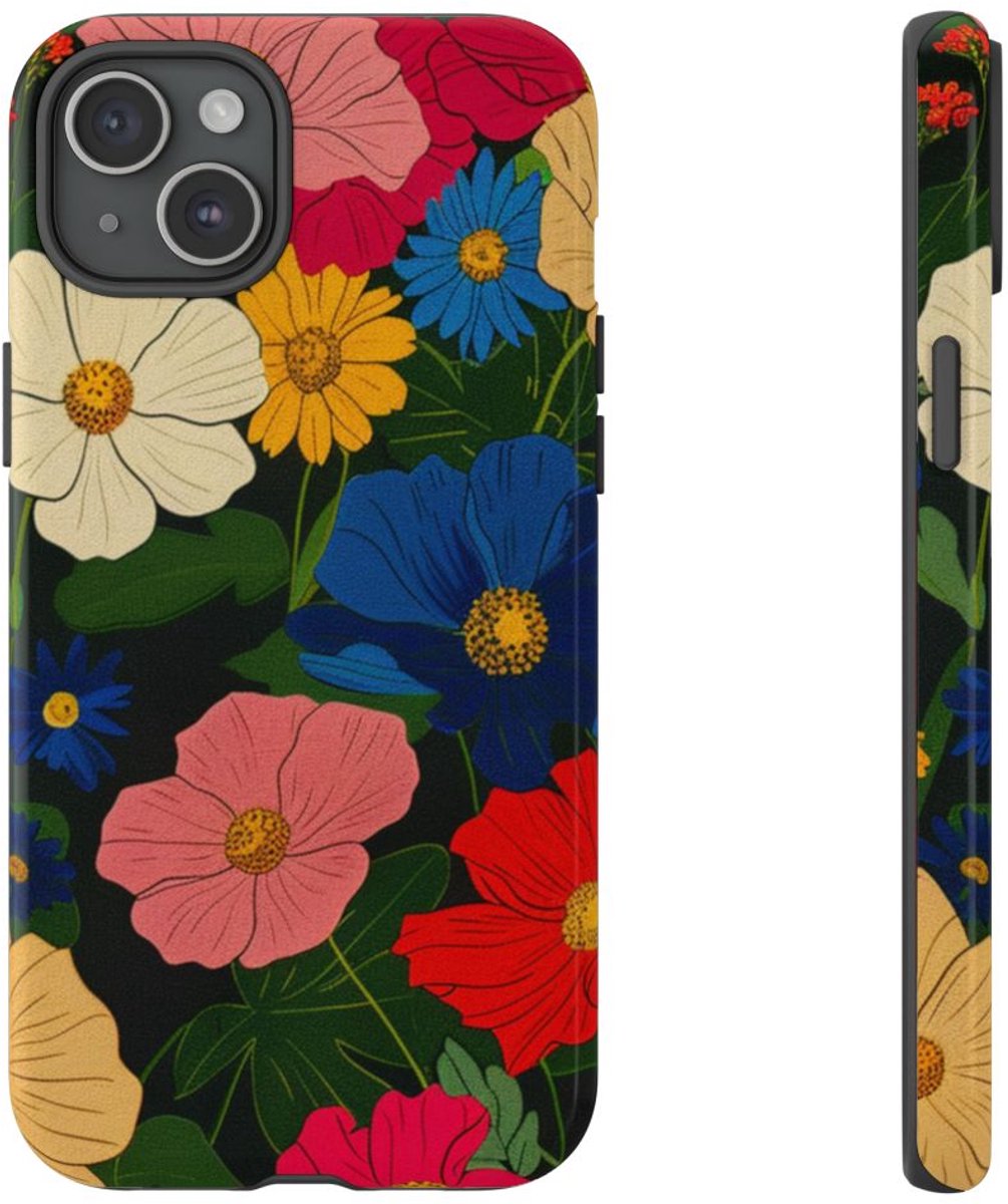 Kleurrijk Bloemenpatroon – Telefoonhoesje Geschikt voor iPhone 15 Plus