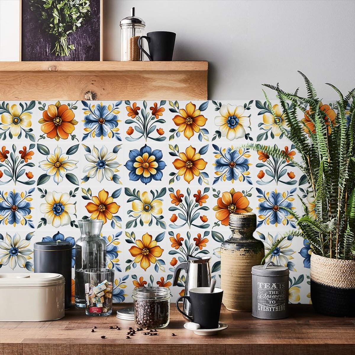HORIWE Tegelstickers Marokko Wandtegelstickers 24 Stuks Zelfklevende Behang Tegelstickers Waterdichte Muurstickers voor Keuken, Badkamers, Kasten, Meubels, Tafels