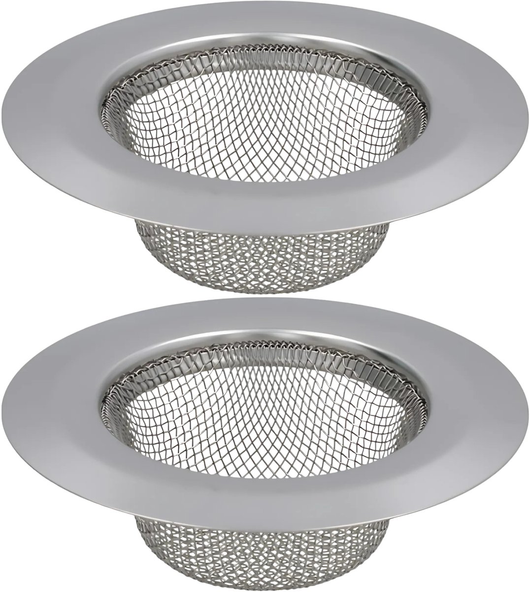 Gerimport gootsteen zeefje DIA - 2x - D7 cm - zilver - metaal - wasbak - keukenaccessoires
