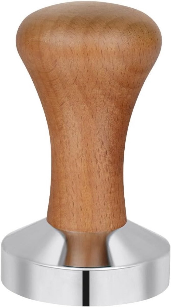 EXCITAT Tamper - Koffietamper - Houten handvattamper - RVS hamer - Geschikt voor het aandrukken van gemalen espresso voor het zetten - 51 mm