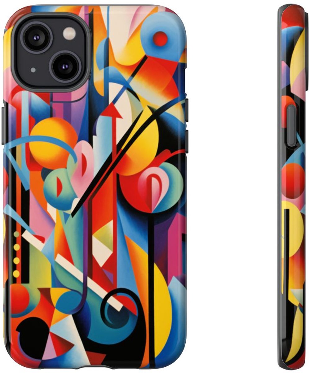 Kleurrijke Abstracte Geometrische Kunst – Telefoonhoesje Geschikt voor iPhone 14 Plus