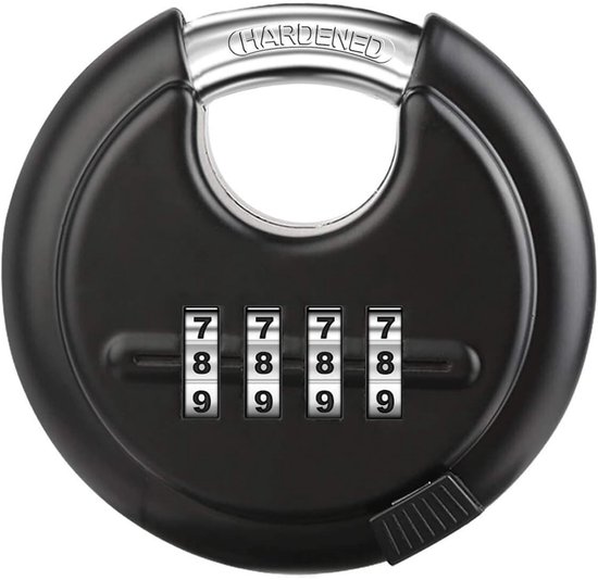 QWORK Lot de 2 Cadenas Rond , Combinaison avec 4 chiffres , Disque Extérieur Rond Robuste pour