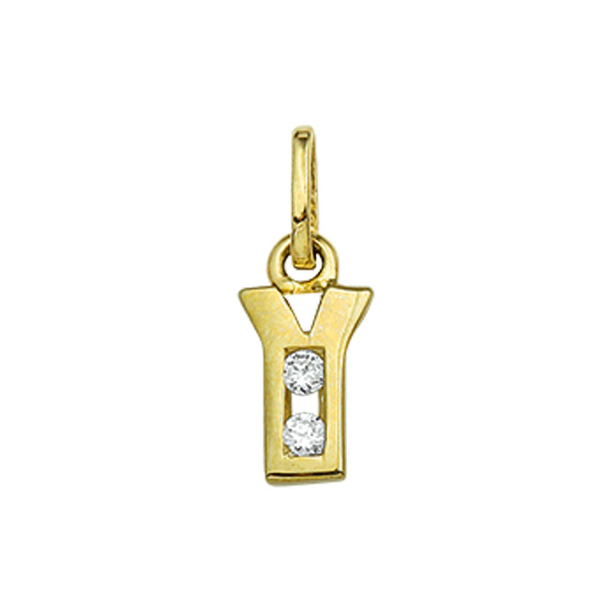 Goud Hanger Letter Y Zirkonia 14 karaats