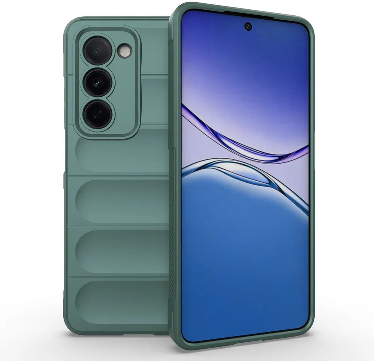 MobyDefend Hoesje - Geschikt voor Oppo A5 5G - TPU Gripcase - Groen