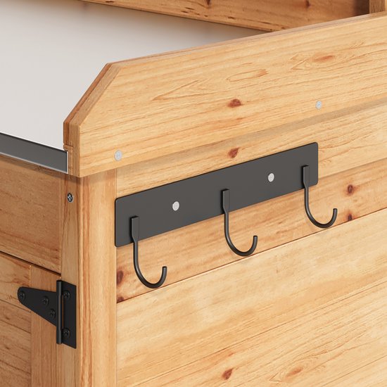 Bealife CC51 Table de travail de jardin pour plantes, table de jardin pour plantes avec banc de plantation, 111,6 x 46,5 x 125 cm, Naturel