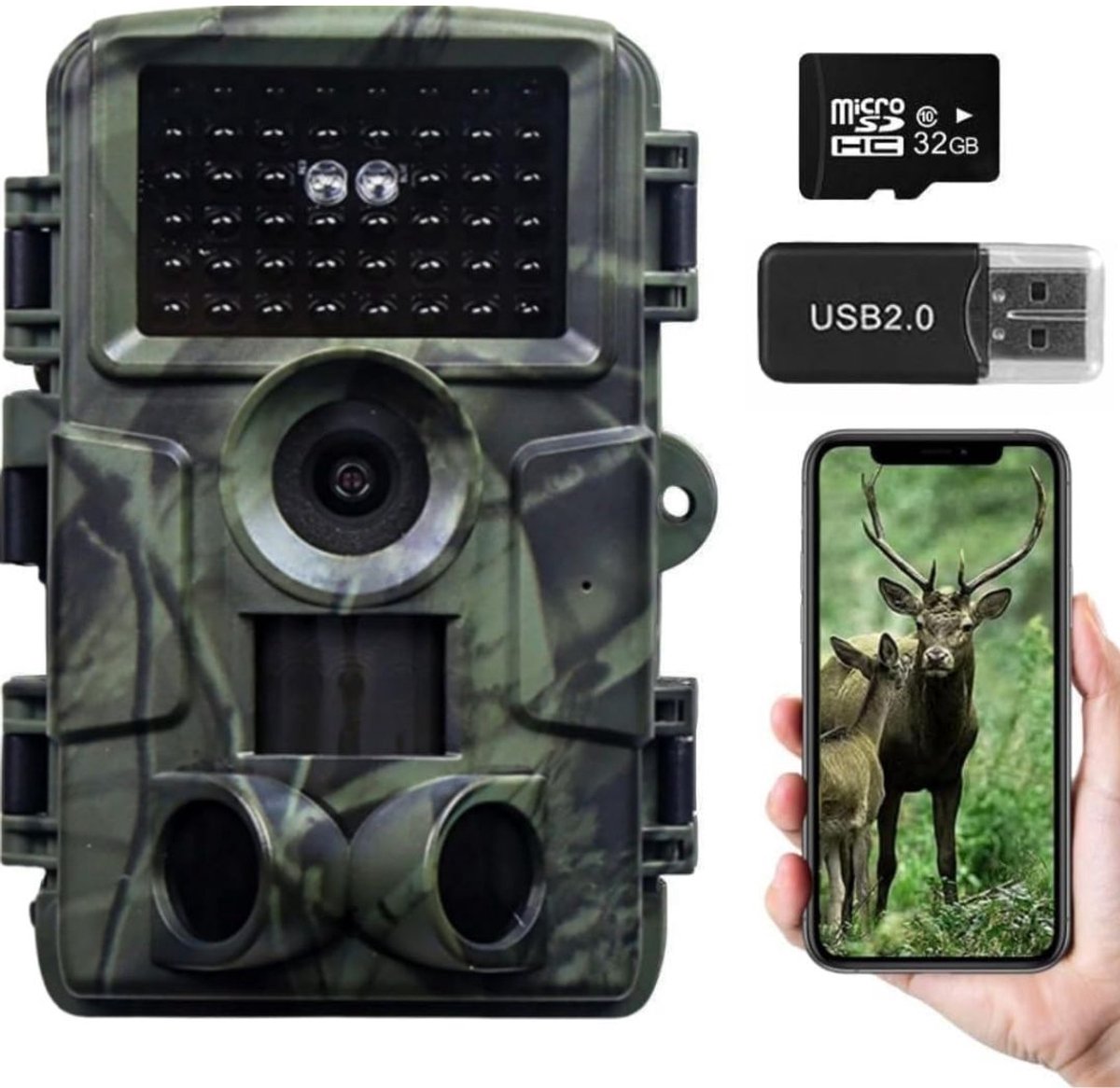 Wildcamera met Nachtzicht - Buitencamera voor Buiten - Waterdicht - Wifi - 4K -
