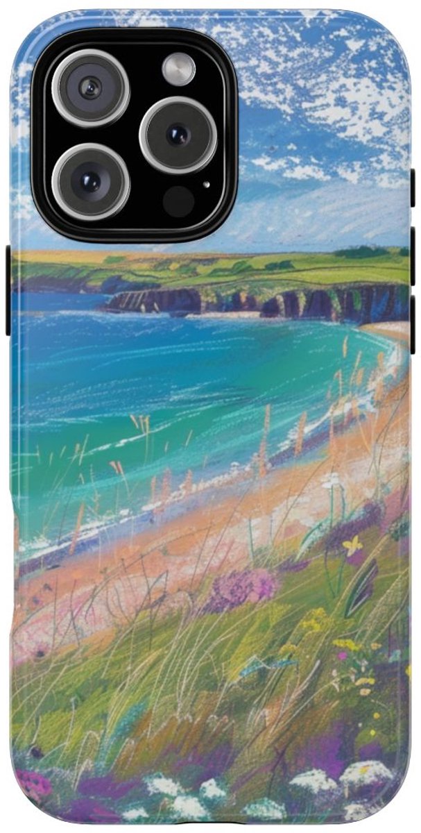 Kustbloemen en Strandlandschap – Telefoonhoesje Geschikt voor iPhone 16 Pro Max