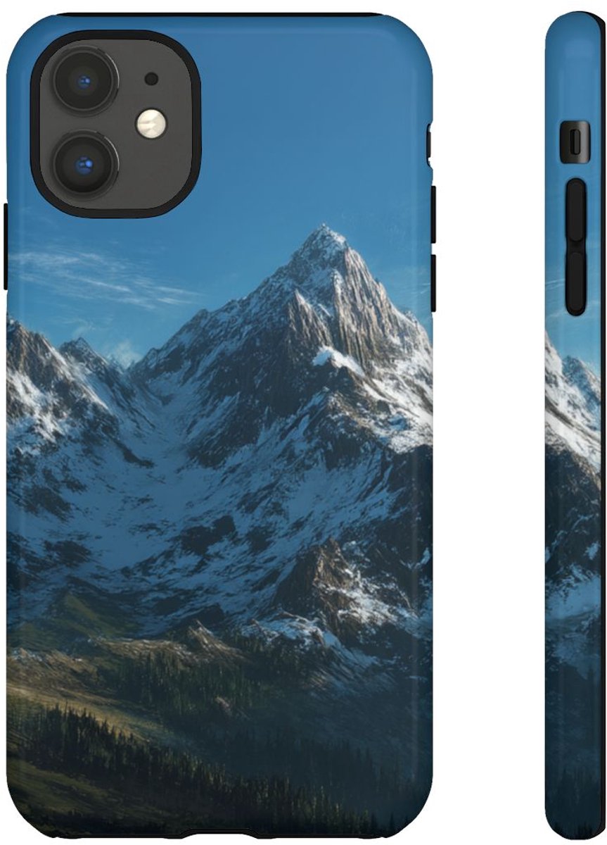 Berglandschap met Besneeuwde Toppen – Telefoonhoesje Geschikt voor iPhone 11
