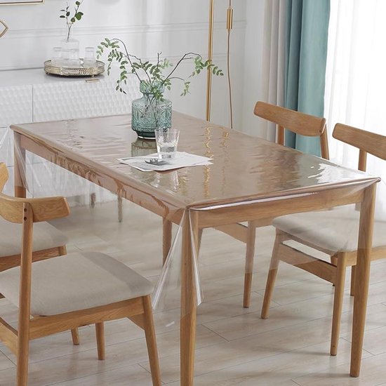 Yuragim Tafelfolie, transparant, 100 x 150 cm, tafelkleed, doorzichtig, outdoor, tafelbescherming, transparant, 0,13 mm, afwasbaar, pvc-plastic tafelbeschermingsfolie
