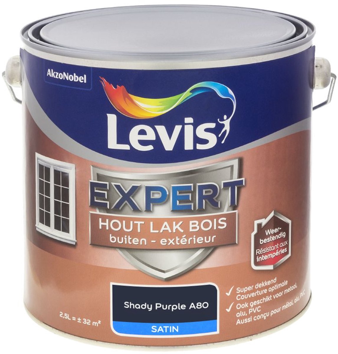 Levis - Expert Hout Lak Buiten Satin Mix - Shady Purple A80 - Mengverf - 2,5 L