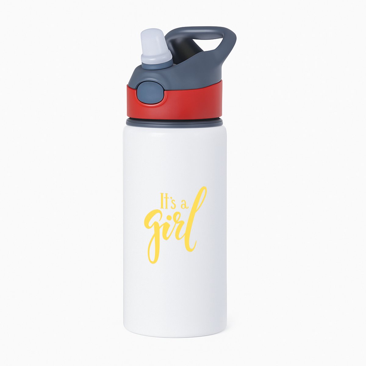 Hacebo® - It's a Girl waterfles met rietje rood - Baby - Kersverse ouders - Geboorte kraamcadeau meisje - babyshower - water fles - 650ML