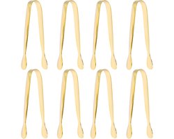 Ice Cream Tongs - 8 Pcs Stainless Steel Mini Sugar Cube Tongs - Sweet Jars - Small Cube Ice Clamps voor Restaurant - Serving Tongs voor Keuken - Wedding - Hotel Supplies - Coffee (11cm - Gold)