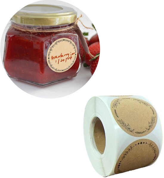 Jametiketten - jam etiketten - Keukenlabels - kruiden stickers - keuken labels - etiketten keuken - jam etiketten stickers - envelop sticker kraft - etiketten jampot - etiketten stickers jampotten - Sluitzegels - Sluitstickers - bruin
